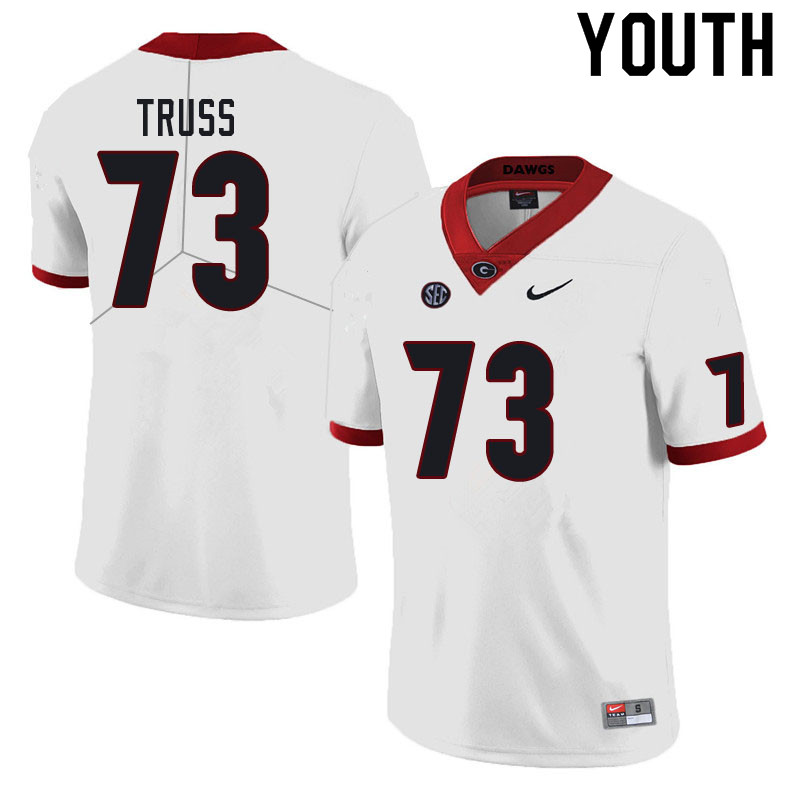 Youth #73 Xavier Truss Georgia Bulldogs College Football Jerseys Sale-White - Click Image to Close